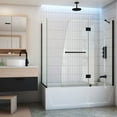 thumbnail image 4 of Aqua 56-60 Inch W x 30 Inch D x 58 Inch H Frameless Hinged Tub Door with 30 Inch Return Panel in Matte Black, 4 of 8