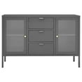 thumbnail image 3 of vidaXL Sideboard Anthracite 41.3"x13.8"x27.6" Steel and Tempered Glass, 3 of 11