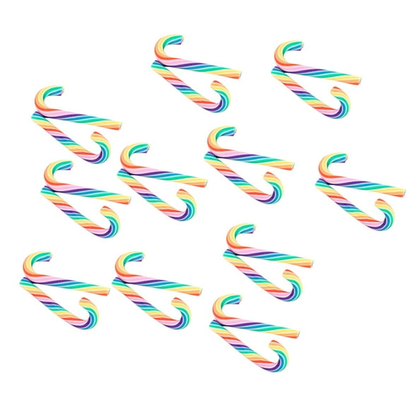 HOOWIFFY 30Pcs  Soft Clay Candy Cane Shape Decorative Mini Canes for Christmas DIY Projects 0.9×0.3×0.1in