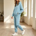 thumbnail image 4 of Women's Pullover Hoodie Sweatsuit 2 Piece Set Long Sleeve Hooded Sweatshirt Straight Leg Sweatpants Athletic Jogging Tracksuit with Pockets Sky Blue XL, 4 of 6
