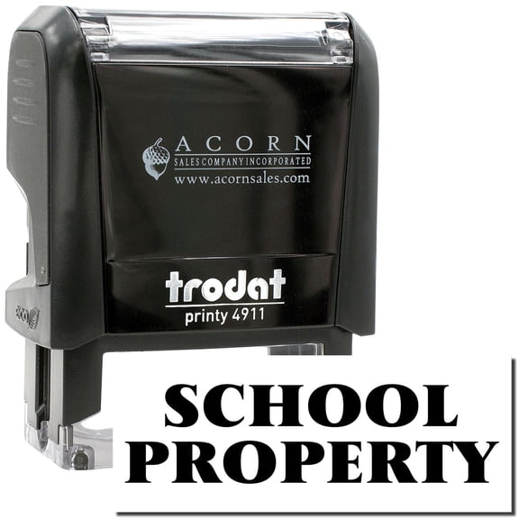 Self-Inking School Property Stamp, Trodat Printy 4911, Press and Print Stamping, Impression Size 5/8" x 1-1/2", Up to 10,000 Impressions - Black Ink