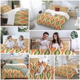 thumbnail image 5 of 3 Piece Orange Green Geometric Duvet Cover Set Queen Size, Microfiber Comforter/Quilt Cover with Corner Ties and 2 Pillowcases, Abstract Moire Contemporary All Season Soft Bedding with Zipper Closure, 5 of 8