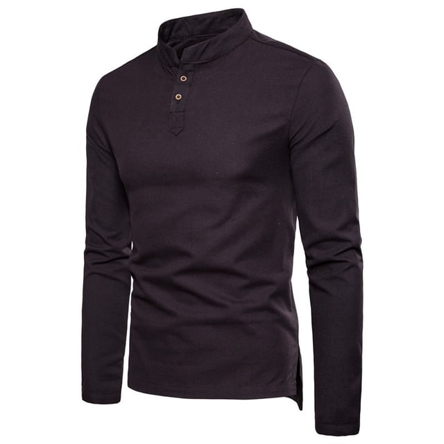 OmicGot Spring New Men's Cotton Linen T shirts Chinese Style Slim Fit Long Sleeve Tops Men Solid Color Breathable Linen shirt