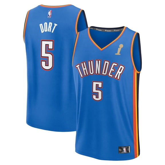 Youth Fanatics Luguentz Dort Blue Oklahoma City Thunder 2025 NBA Finals Champions Fast Break Replica Player Jersey -