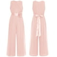 thumbnail image 4 of Mufeng Kids Girls Long Wide Leg Jumpsuit Overalls Sleeveless Princess One-Piece Party Romper Summer Pink 16, 4 of 5