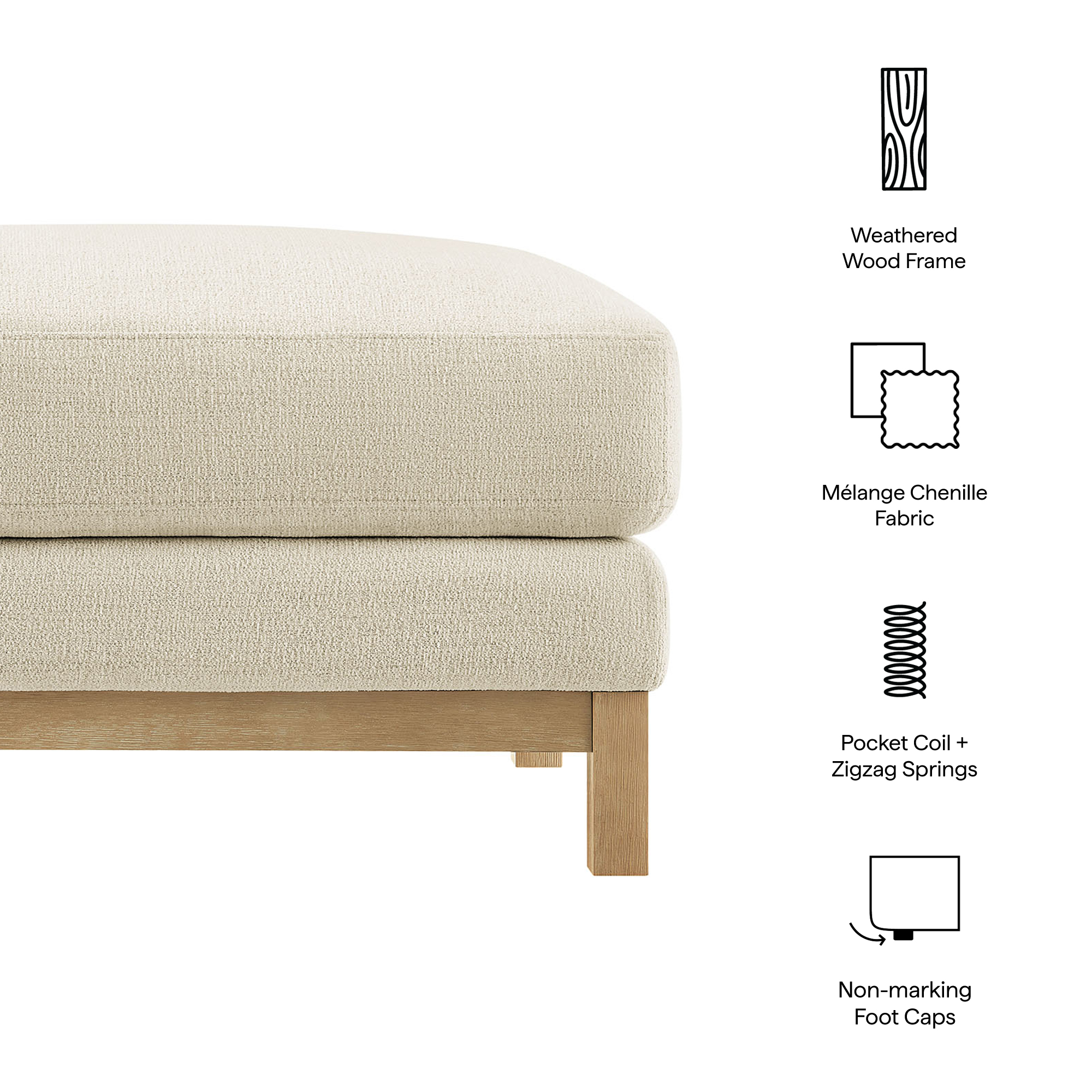 Modway Roscoe Fabric Ottoman in White