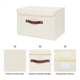 thumbnail image 5 of Foldable Fabric Storage Bin With Handle Lid Large Collapsible Box Basket For Home Organizer, 2 Packs, Beige, 5 of 9