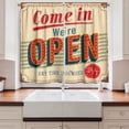 thumbnail image 2 of Ambesonne Retro Kitchen Curtains, Come In We're Open 24/7 Print, 55"x45", Vermilion Champagne, 2 of 3