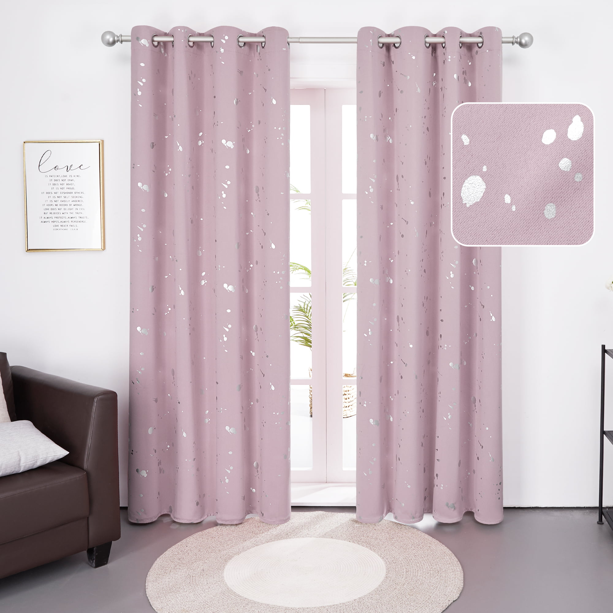 Details about   Faux Linen Blackout Curtains Pink Striped Drapes Bedroom Window Decoration Panel 