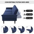 thumbnail image 3 of CGDYCF 89'' Convertible Futon Sofa Bed with Adjustable Backrest & Armrests, Linen Sleeper Couch with 2 Pillows, Modern Loveseat for Living Room, Blue-Linen, 3 of 9