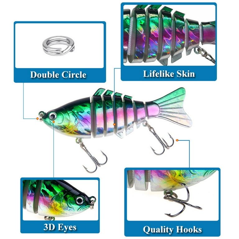 Lifelike Fishing Lures for Bass, Trout, Walleye, Predator Fish - Realistic  Multi Jointed Fish Swimbaits - Freshwater and Saltwater Crankbaits - 1 Pack/6  Pack 