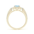 thumbnail image 2 of ANGARA Natural 1 ct Aquamarine Triple Shank Cocktail Ring with Diamond Halo in 14K Yellow Gold for Women (Size-8x6mm) | March Birthstone, Anniversary, Jewelry Gift for Women | Natural Aquamarine Ring, 2 of 10