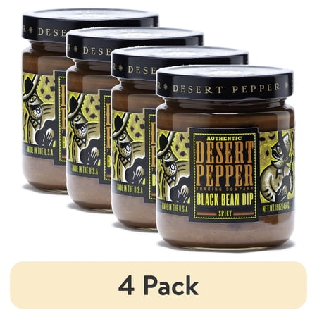 (4 pack) Desert Pepper Trading Spicy Black Bean Dip 16 Oz