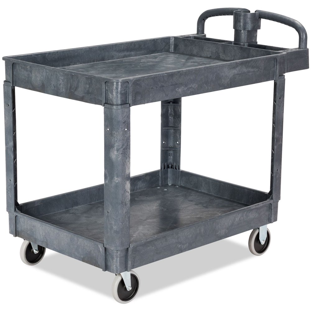 Goplus Plastic Utility Service Cart 550 LBS Capacity 2 Shelves Rolling