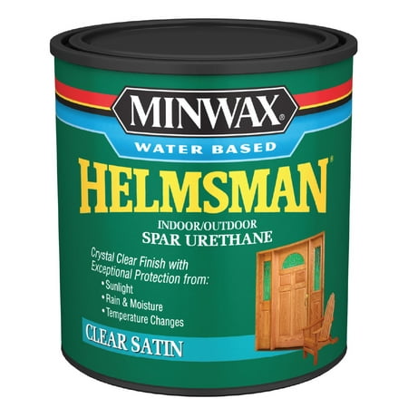 Minwax Helmsman Water Based Spar Urethane Indoor/Outdoor Wood Finish, Quart, Satin