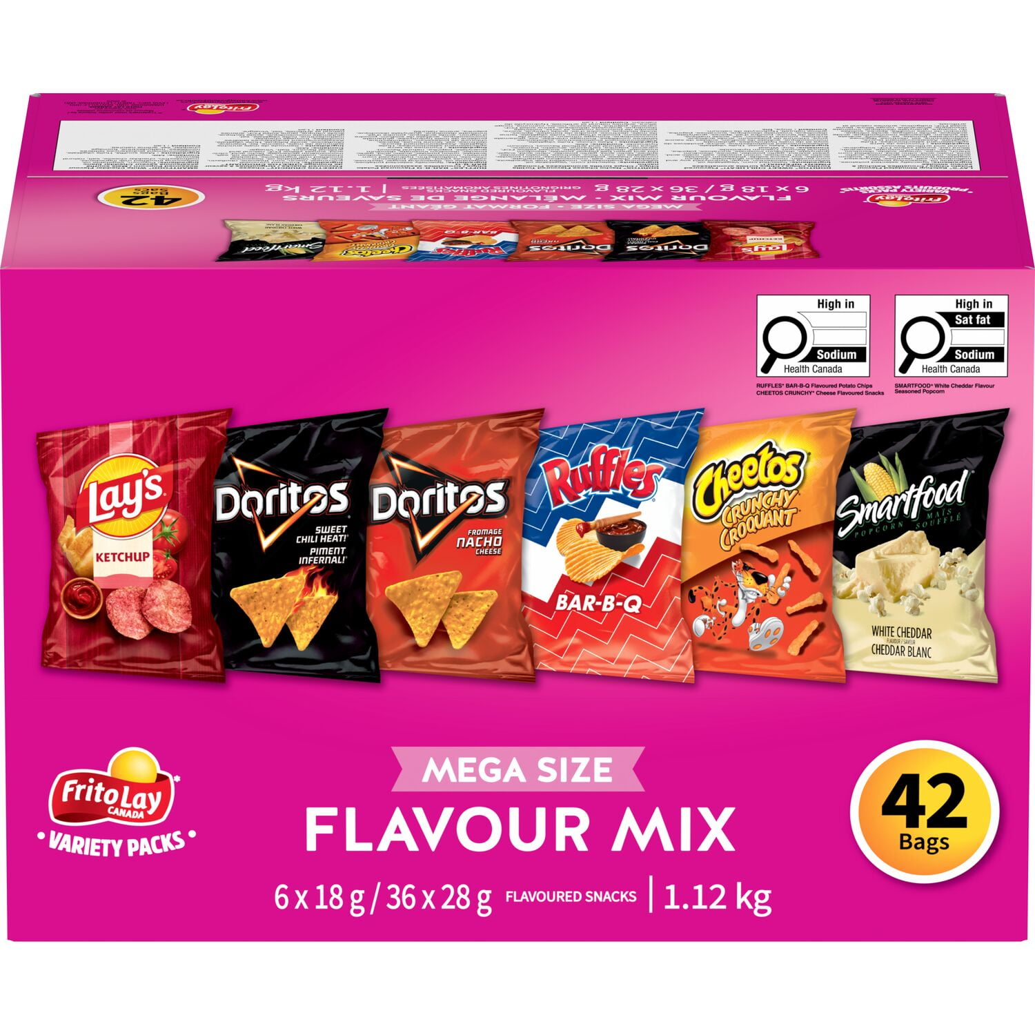 Frito-Lay Flavour Mix Snacks Variety Pack 42 bags, 1,116 g.