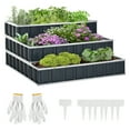 thumbnail image 2 of Outsunny 3 Tier Raised Garden Bed Color Steel Raised Garden Bed w/ Pair of Glove 47''x 47''x 25'' for Backyard, Patio to Grow Vegetables, Herbs, and Flowers, Grey, 2 of 9