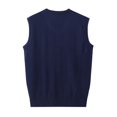 thumbnail image 5 of Riecok Sweater Vest Men Big and Tall Sleeveless V Neck Pullover Sweaters Lightweight Solid Winter Tops with Pockets Navy 2XL, 5 of 5