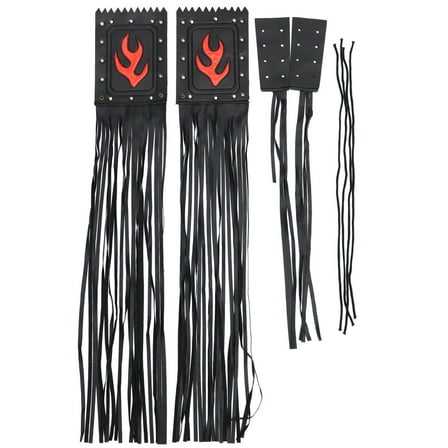 LOLIPPYY 1 Pair Grip Tassels for Motorcycle Black PU Decorative Motorcycle Decoration