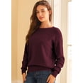 thumbnail image 6 of Eytino Ladies Sweaters Bow Ribbed Knit Crew Neck Long Sleeve Fall Pullover Top, 6 of 11