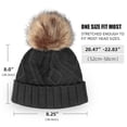thumbnail image 2 of OZERO Womens Winter Knitted Beanie Hat with Faux Fur Pom Warm Thermal Thick Knit Beanies for Women Dark Gray, 2 of 7
