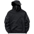 thumbnail image 2 of IWRICH Men's Balaclava Hoodie Half Zipper Jacket Double Hooded Sweatshirt Wind Resistant Athletic Coat Black M, 2 of 6
