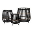 thumbnail image 2 of S/3 Bamboo Footed Planters 17/14/10", Black, 2 of 5