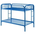 thumbnail image 2 of Celeste Blue Metal Twin Over Twin Bunk Bed with Rung Ladder, Modern Bedroom Furniture, Durable Steel Frame, Full Guardrails, 78.5"W x 42"D x 59"H, 2 of 11