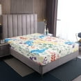 thumbnail image 3 of Cute Floral Dolphin Queen Bed&nbsp;Sheets Set,Sea Ocean Animal Dolphin Bedding Set for Kids Girls Boys,Colorful Flower Leaf Plant Sheets Coastal Nautical Fitted Sheet Set 4Pcs, 3 of 6