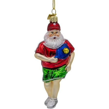 Kurt Adler Nobel Gems Collection Glass Christmas Ornament, Pickleball Santa