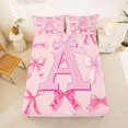 thumbnail image 5 of Manfei Letter A Initial Full Size Sheets For Kids,Pink Plaid Bow Bed Sheets For Girls,4pcs, 5 of 6