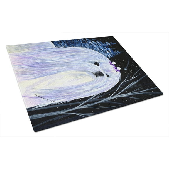 Caroline's Treasures Starry Night Maltese Glass Cutting Board Large