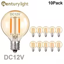 G40 12V Low Voltage Light Bulbs,DC12V Globe Light Bulb 1.5W Equivalent 15Watts, E12 Screw Base LED Bulb, Candle Light Bulbs,10 Pack