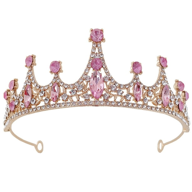 Diadema de fiesta con corona de diamantes de imitación, tocado de fiesta para niña pequeña