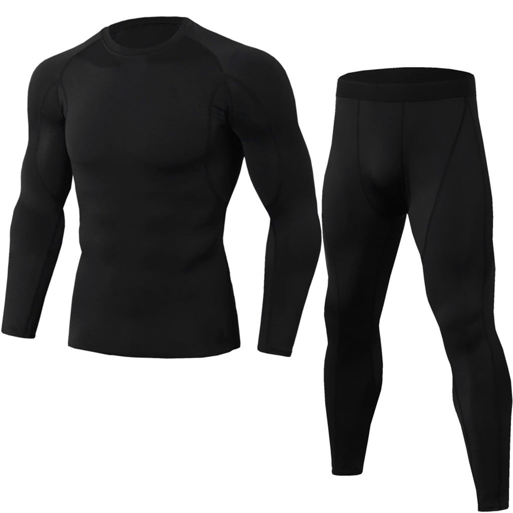 black mens suit men's elastic fitness long sleeve fast