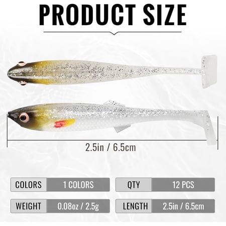 UBSWF-Shadtale Easy Catch Soft Fishing Lures with BKK Hooks - Trembly Sinking and Vibrating Swim for More Bites Pre-Rigged Swimbaits for Bass Trout Crappie Walleye Freshwater Saltwater Fishing