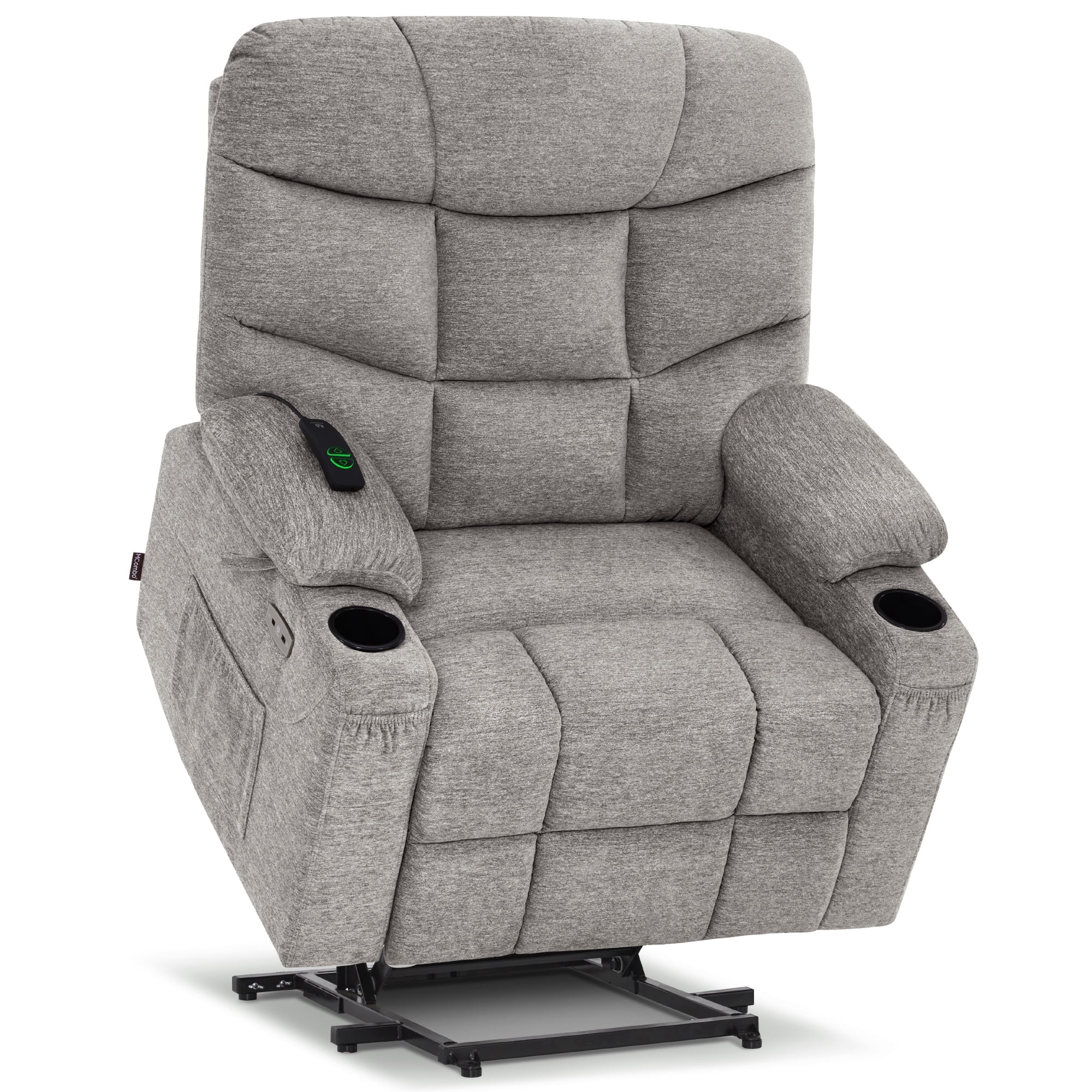 MCombo Oversized Power Lift Recliner Chair with 27.2'' Extra Wide Seat for Big Elderly People, Fabric (Light Grey, Medium-Wide)