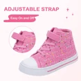 thumbnail image 2 of EUXTERPA Toddler High Top Canvas Sneakers Girls Pink Casual Walking Shoes Big Kid Size 1, 2 of 6