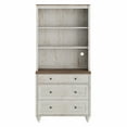 thumbnail image 3 of WAMPAT Farmhouse 72" Tall Bookcase, Large Display Book Case Shelf with 3-Tier Open Book Shelves and 3 Drawers, 3 Tier Bookshelf for Living Room, Library, Study Room, Bedroom, Office, Rustic White, 3 of 7