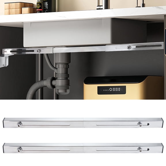 Undermount Sink Brackets, Stainless Steel Adjustable Support for Horizontal Installation, Heavy Duty Repair System Kit for Kitchen or Bathroom Sinks (31.5–43 inches / 80–110 cm)