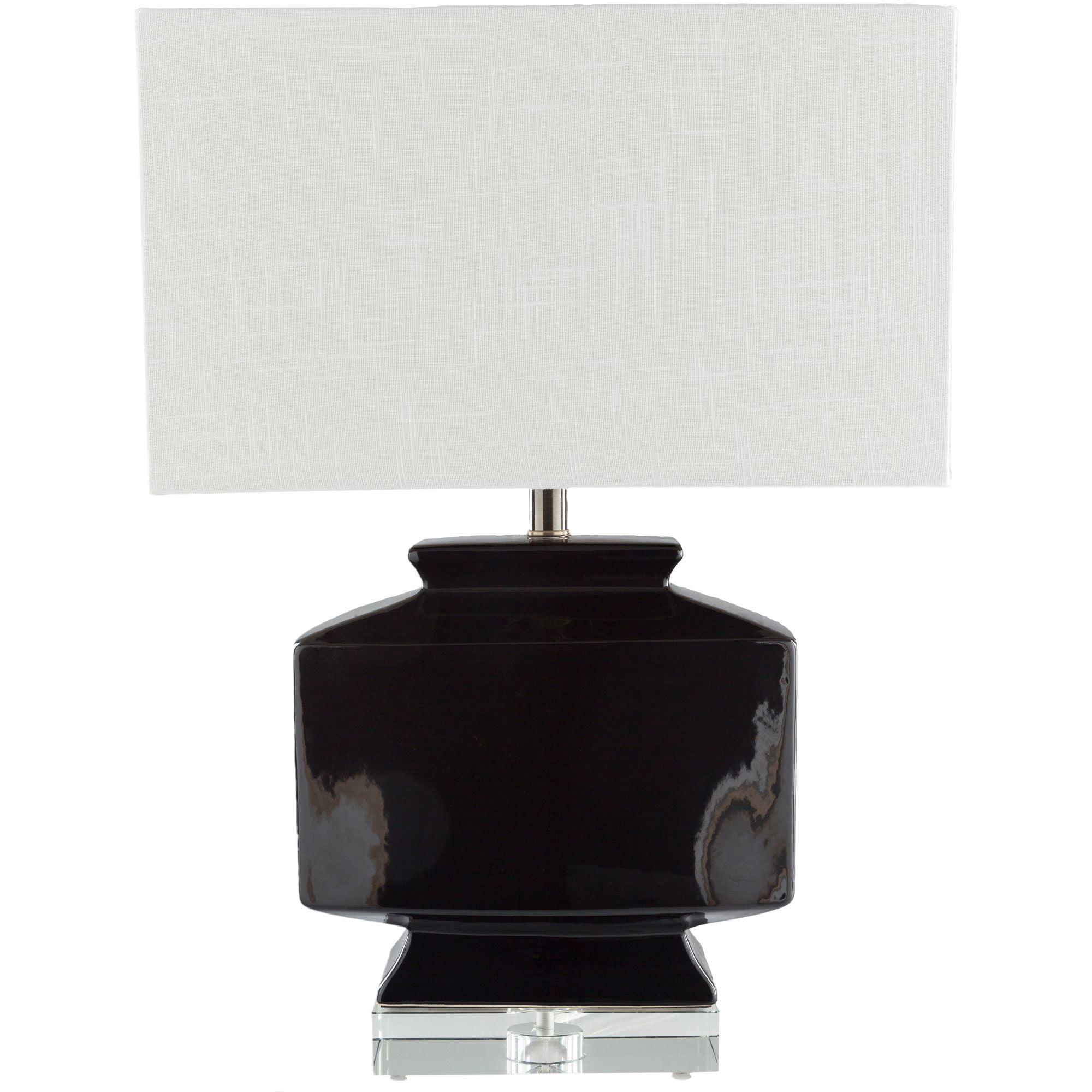25.5" Contemporary Style Black and Ivory Ceramic Table Lamp with Metal