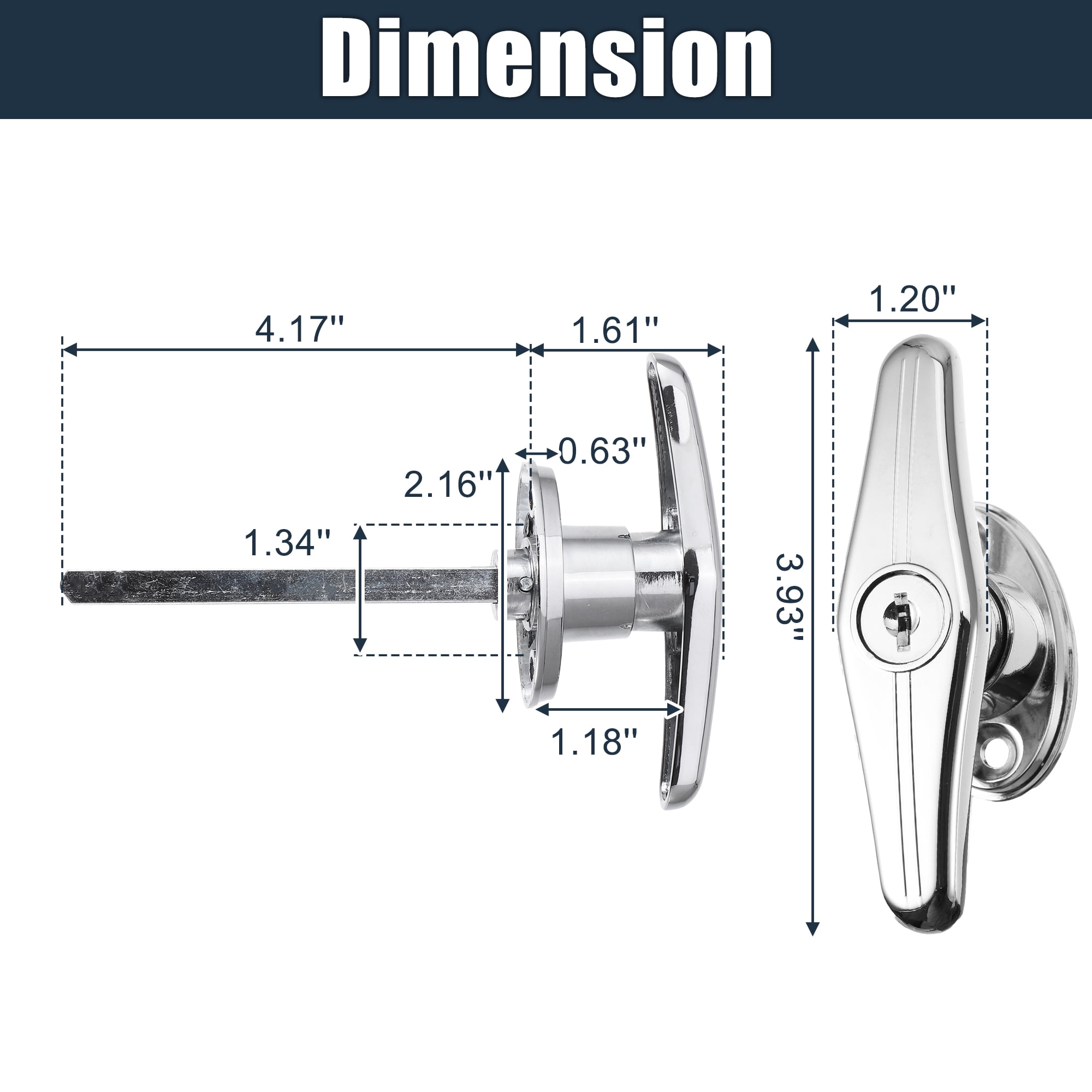 Unique Bargains Universal Garage Shed Door Keyed T-Handle Lock Kit with 4 Keys