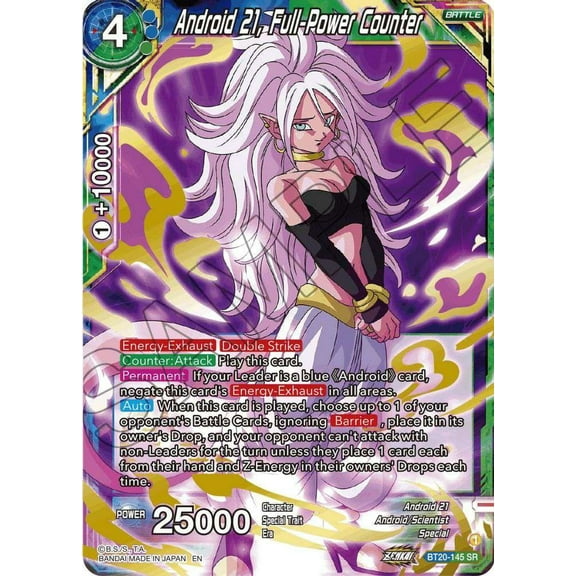 Dragon Ball Super Power Absorbed Super Rare Android 21, Full-Power Counter BT20-145