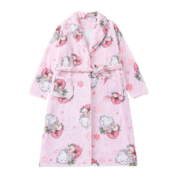 FAWUUDO Women's Robe Long Plush Soft Bathrobe Jacquard Color Block Robes Shawl Collar Sleepwear with Pockets