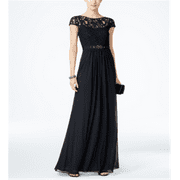 Adrianna Papell Women's Lace Illusion Gown Black Size 20