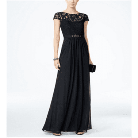 Adrianna Papell Women's Lace Illusion Gown Black Size 20