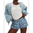 thumbnail image 2 of Women Floral Ruffle Layered Mini Shorts Cute Frilly Micro Bloomers Puffy Bubble Bottoms Blue S, 2 of 7