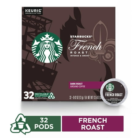 Starbucks French Roast Dark Roast Single Cup Coffee for Keurig Brewers, Box of 32 K-Cup Pods