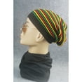 thumbnail image 3 of Unisex Crochet Wavy Fine Stripes Beanie Cap Rainbow Jamaica Flag Baggy Skull Hat, 3 of 8