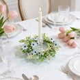 thumbnail image 4 of Kumdkd Blue Artificial Flower Candle Wreath, 13.78" Diameter, Spring Summer Wedding Table Centerpiece, Easter Door Hanging Decor, Plastic & Fabric Floral Ring for Home, 4 of 6